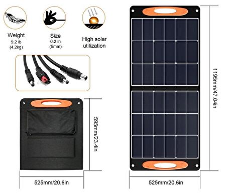 VPROTECH - Taşınabilir Katlanabilir 24V [ Daha Hızlı Şarj ] 10W Güneş Paneli Şarj İstasyonu